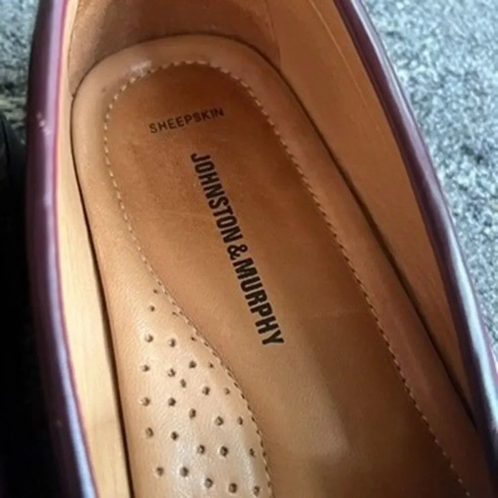 Johnston & Murphy Burgundy Full-Grain Leather Hayes Penny Loafers Mens Size 10M